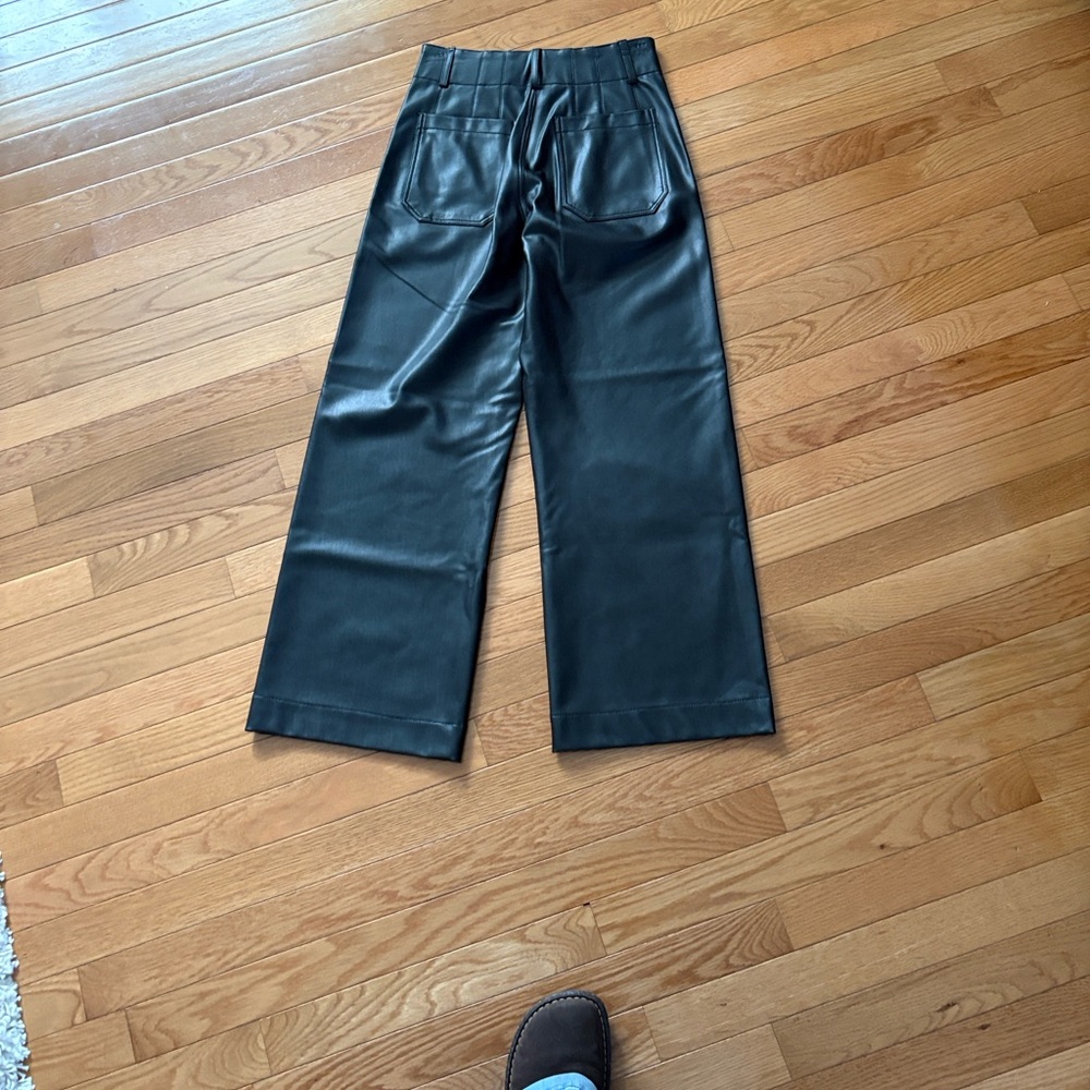 Anthropologie Black Wide Leg Faux Leather Pants - Picture 8 of 9